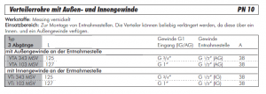 Verteilerrohre mit Außen- und Innengewinde, 3 Abgänge, PN 10, Messing vernickelt, Weiche Verteilerleiste Verbinder, Druckluftverteiler, Verteiler